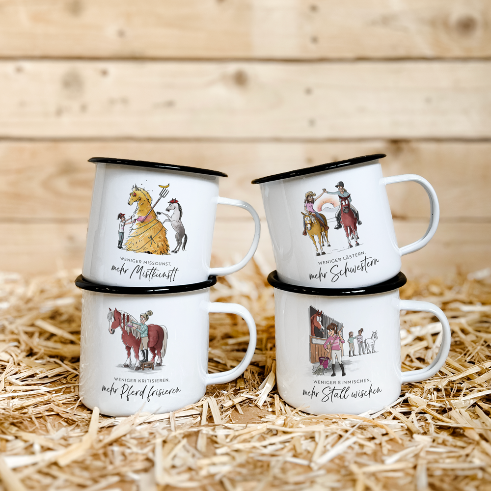 Emaille-Tassen Set "Spread the Message" | 4-teilig