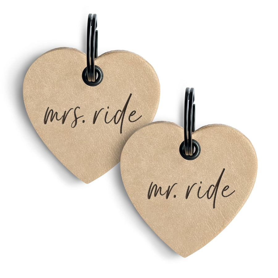 Lederanhänger-Set "mrs. ride & mr. ride"