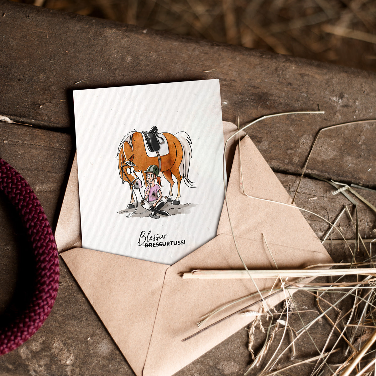 Strohpapier-Postkarte "Blessurtussi"