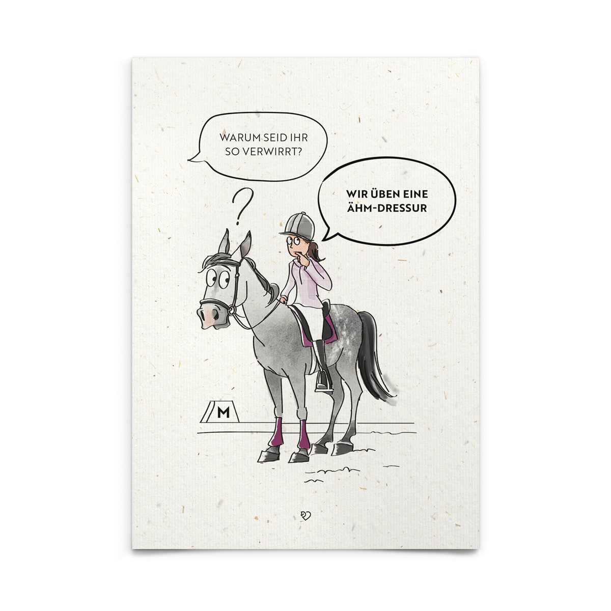 Strohpapier-Postkarte "Ähm-Dressur"