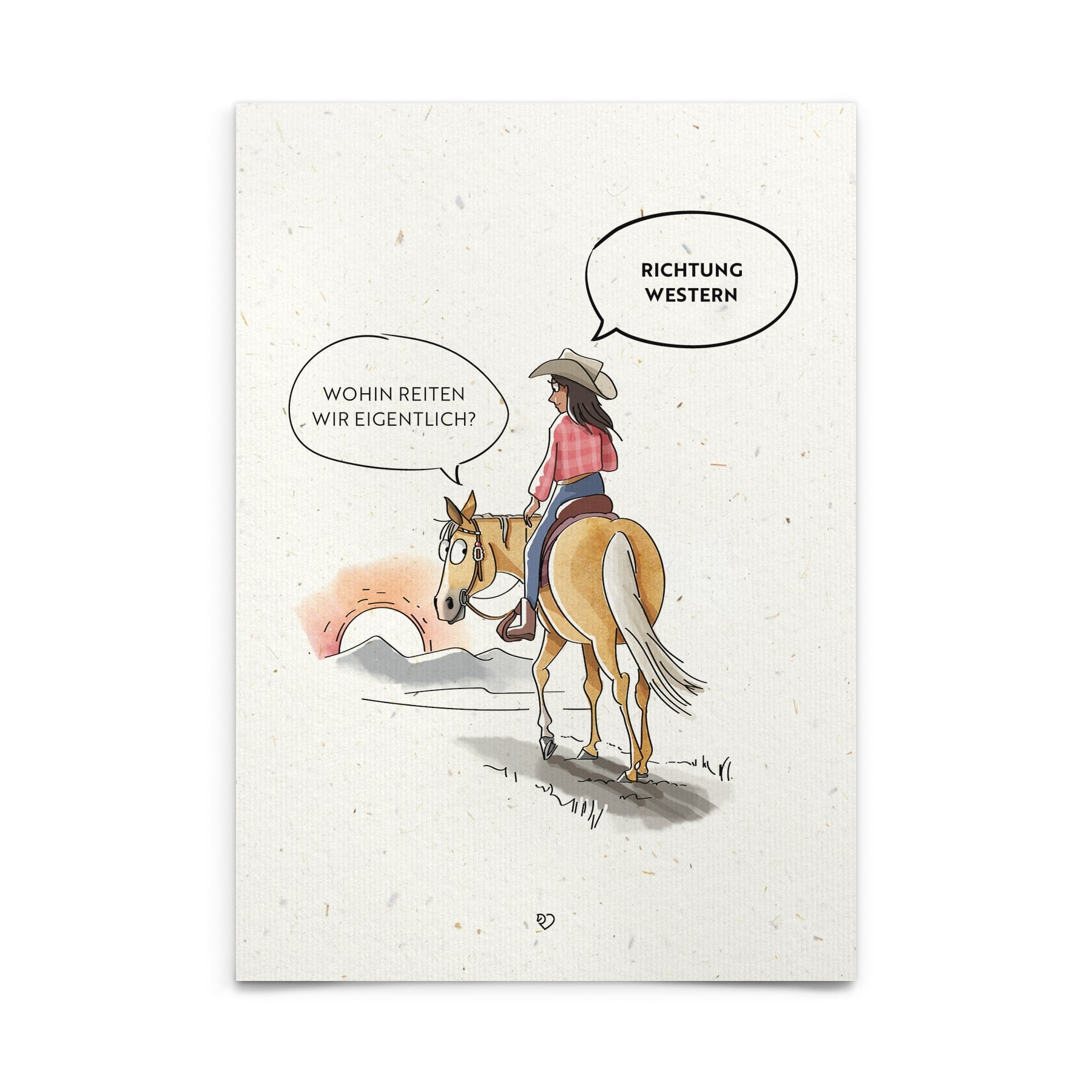 Strohpapier-Postkarte "Richtung Western"