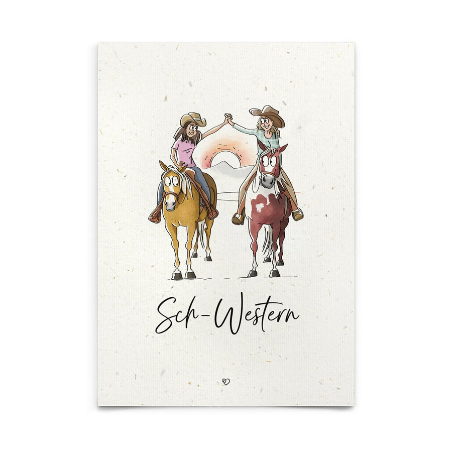 Strohpapier-Postkarte "Sch-Western"