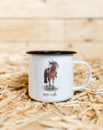 Emaille-Tasse "mrs. ride"