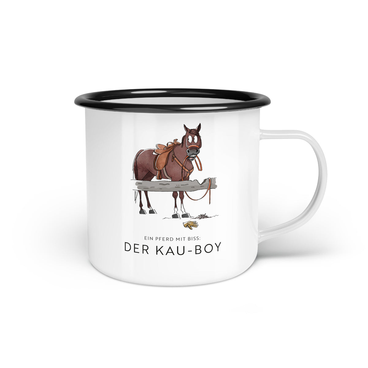 Emaille-Tasse "Kau-Boy"